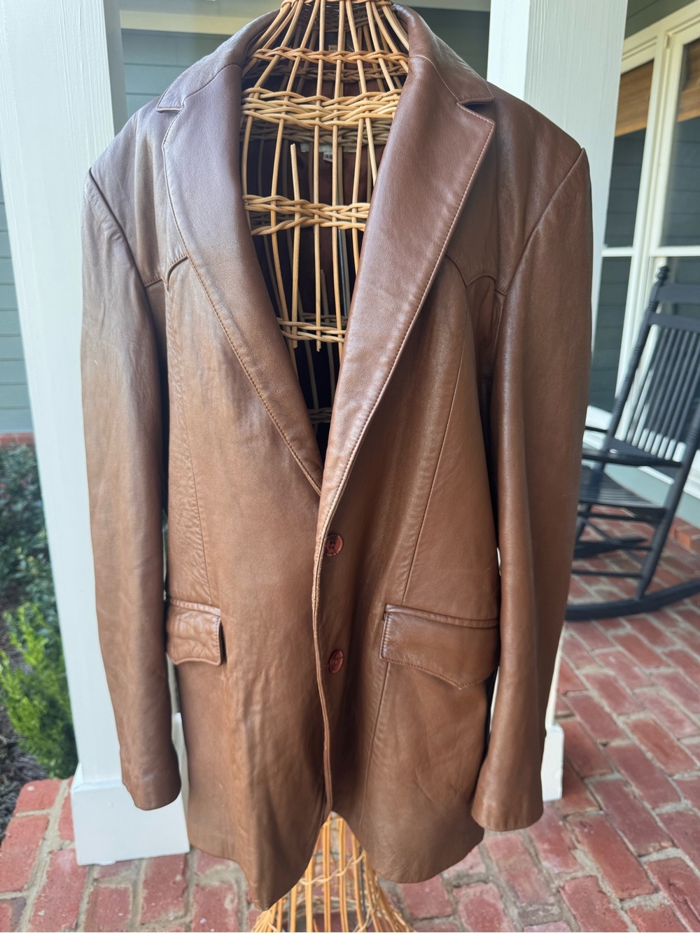Scully Mens 46 Brown Genuine Leather Western Cowboy Blazer Jacket